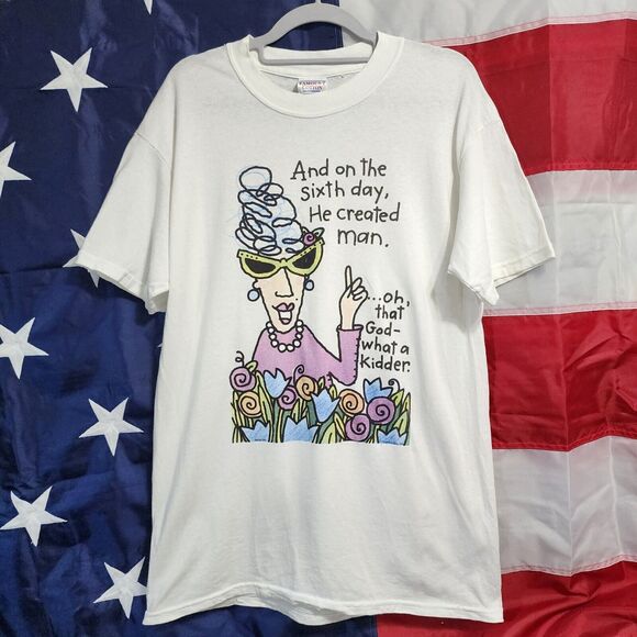 Vintage Large Maxine Shirt. On The‎ Sixth Day, He Created Man Thrifted - Picture 1 of 11